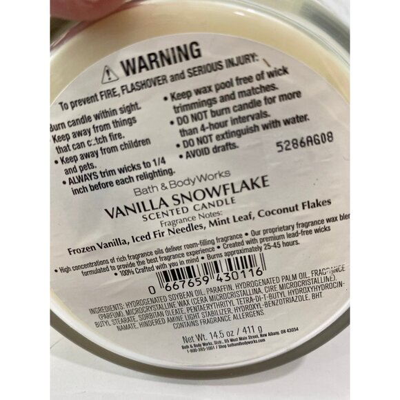 Bath & Body Works Limited Edition “Vanilla Snowflake” New 3 Wick Candle - Picture 7 of 8